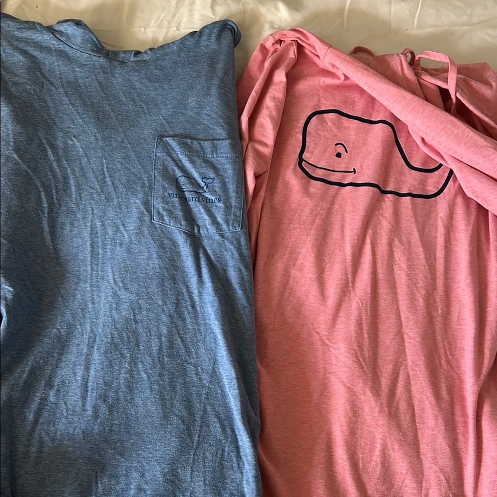 Vineyard Vines Relaxed Long Sleeve Tees Blue and Pink